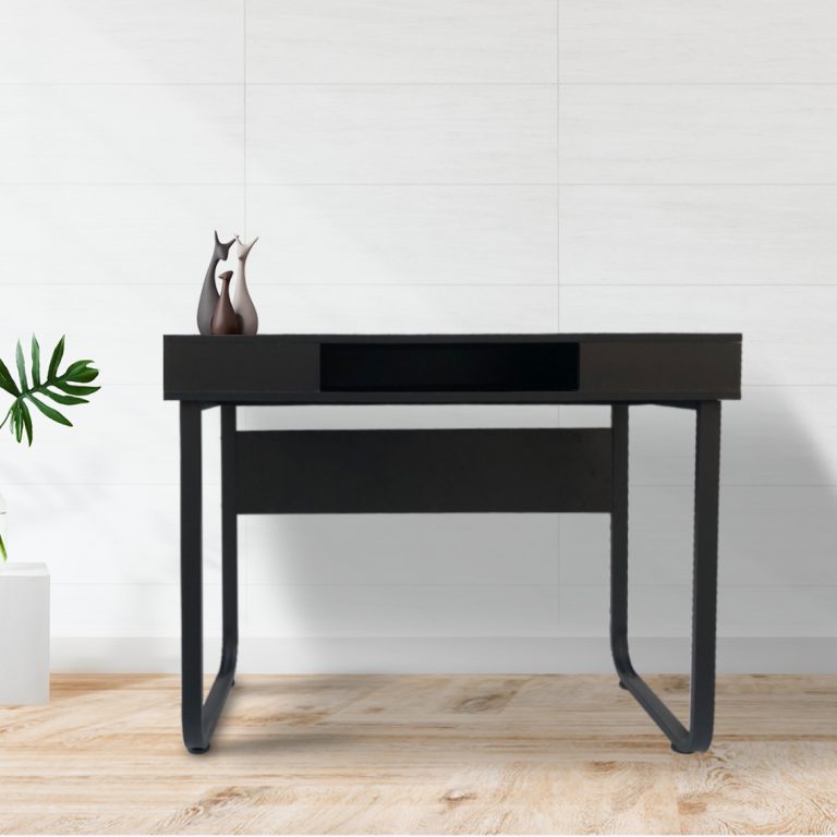 Bureau table d'ordinateur Tough - table d'appoint - industriel moderne - métal noir bois noir - image alternative