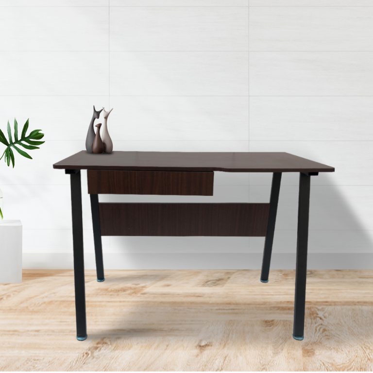 Bureau table d'ordinateur Tough - design vintage industriel - métal noir bois marron - image alternative