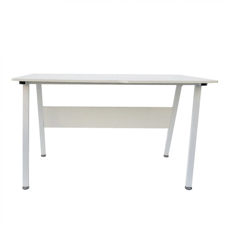 Table d'ordinateur bureau Tough - largeur 130 cm - cadre blanc plateau blanc