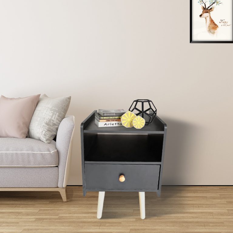 Table de chevet Pukkie - table d'appoint - table salle de séjour - 58 cm de haut - noir - image alternative