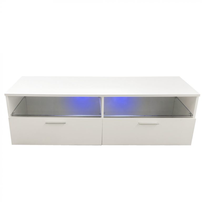 Buffet meuble TV Sieno - meuble média game setup - éclairage LED - blanc