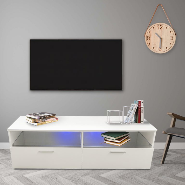 Buffet meuble TV Sieno - meuble média game setup - éclairage LED - blanc - image alternative