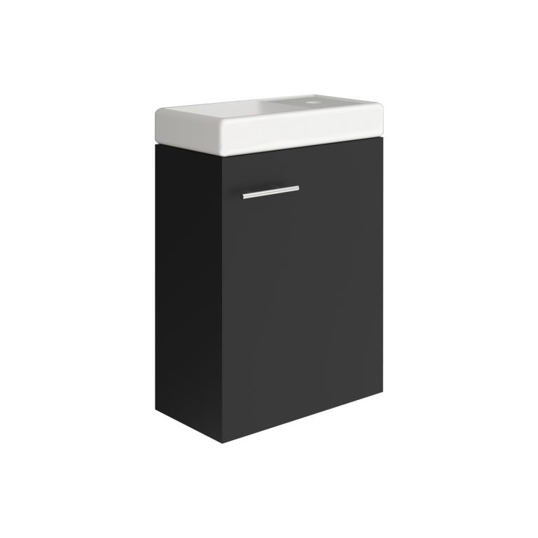 VDD – Meuble de toilette – Meuble de toilette avec lavabo – Meuble de toilette noir – Meuble vasque