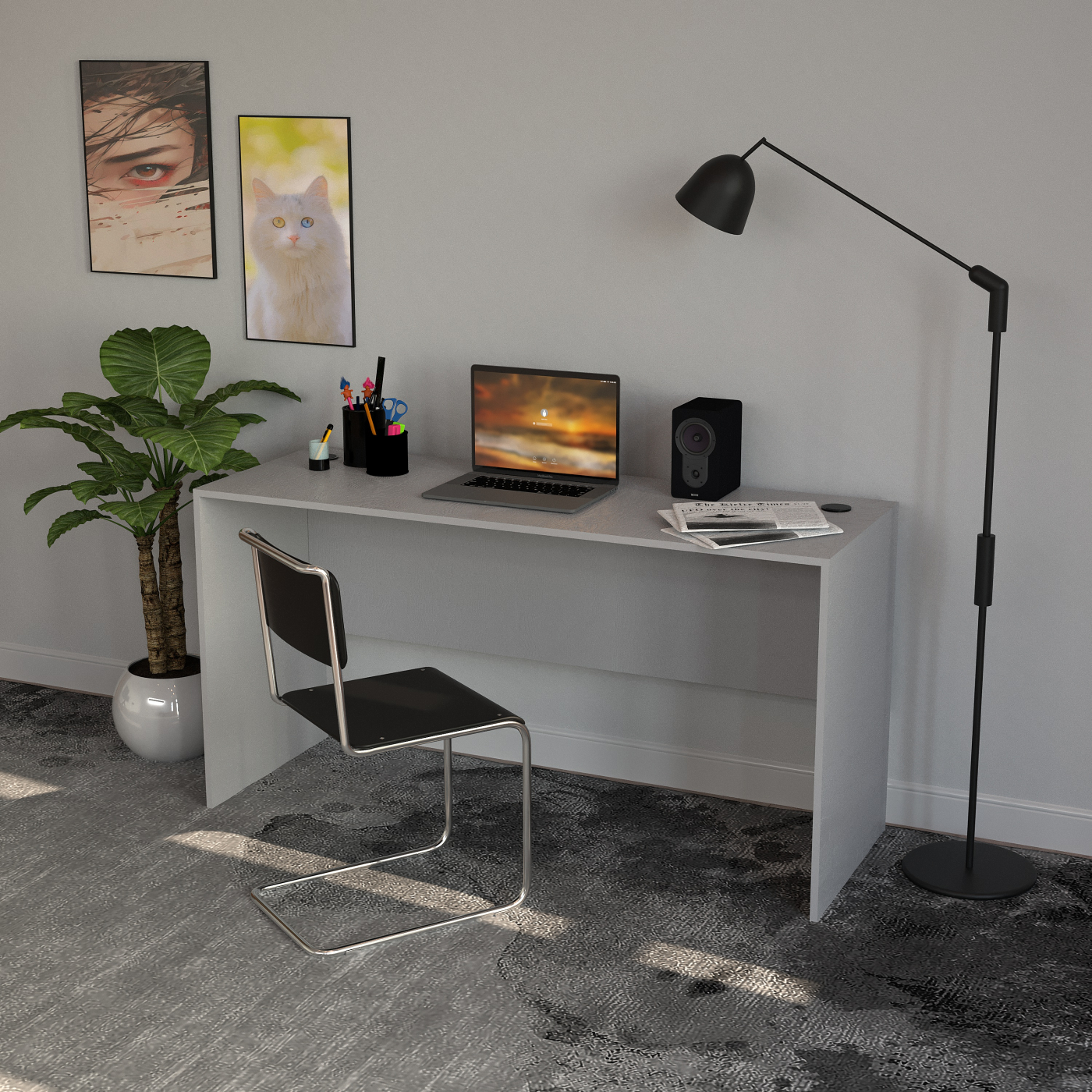 Bureau - table pour ordinateur portable - largeur 140 cm et profondeur 50 cm - image alternative
