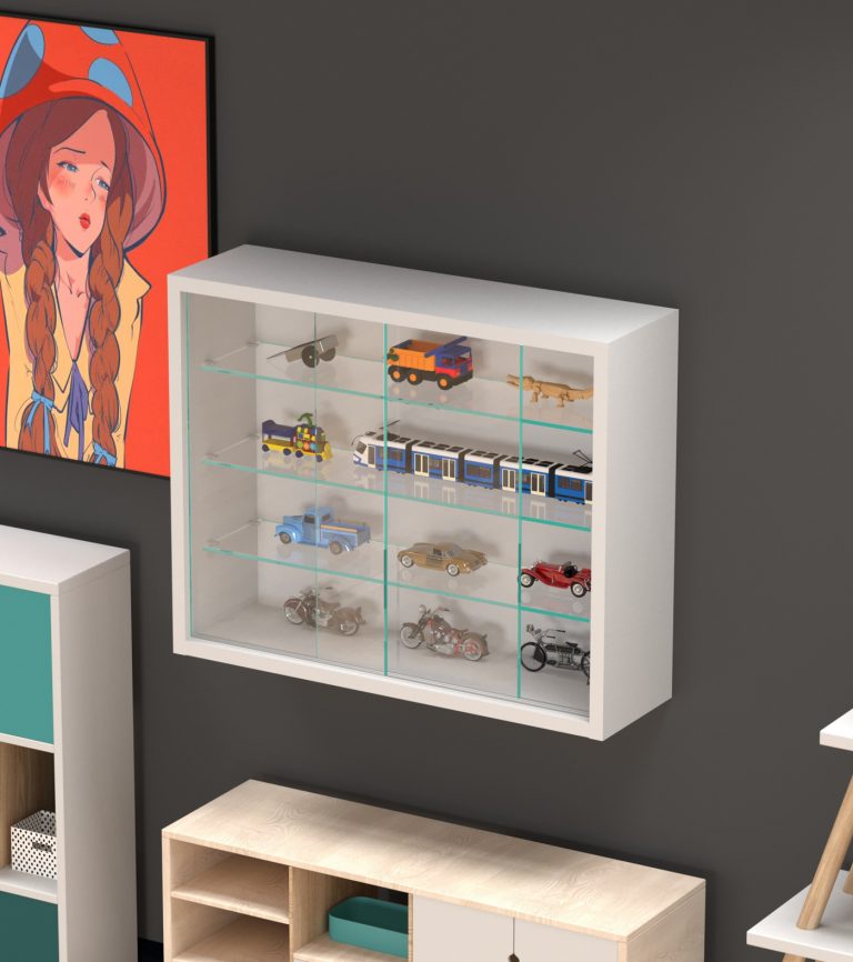 Vitrine murale suspendue sur pied - portes coulissantes - 50 x 40 x 13 cm - image alternative