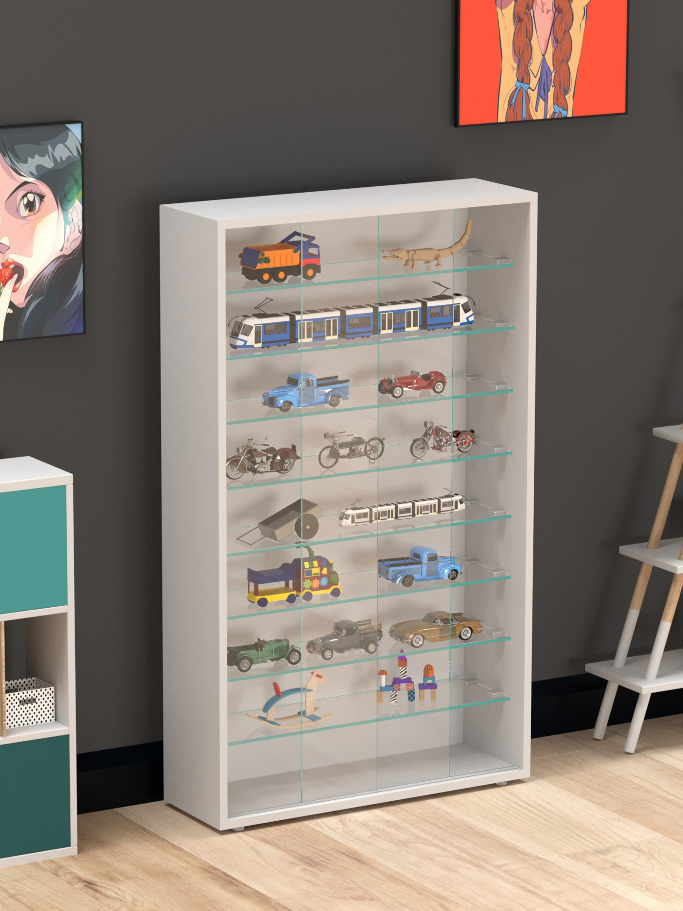 VDD Vitrine debout vitrine murale suspendue - portes coulissantes - 60 x 105 x 20 cm - image alternative