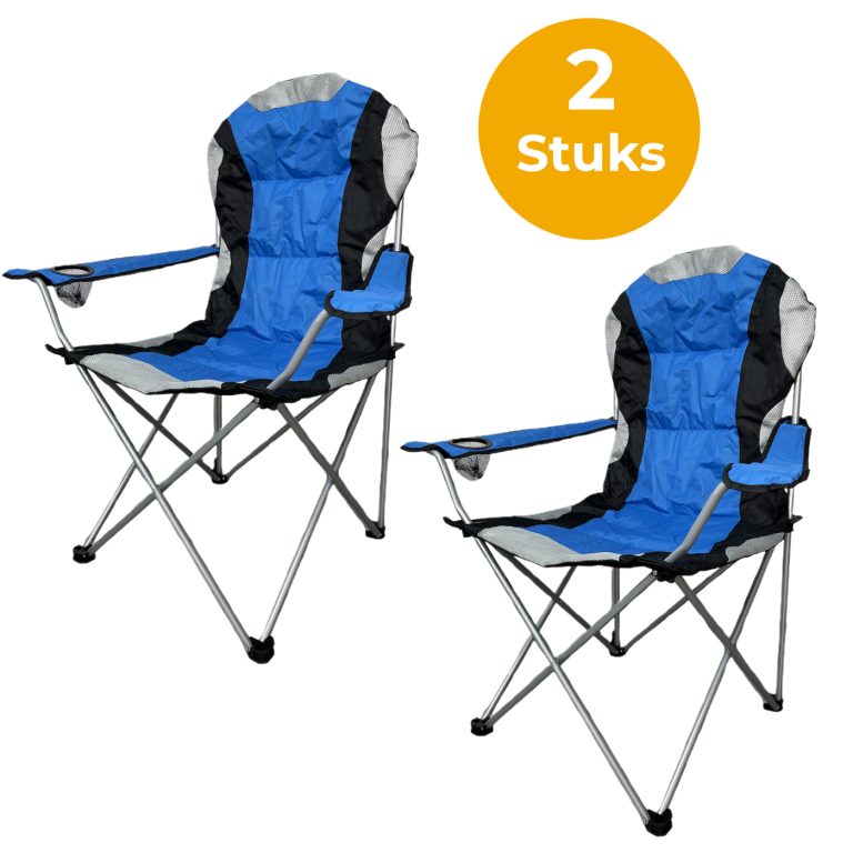VDD - chaise de camping - pliable - porte-gobelet - bleu