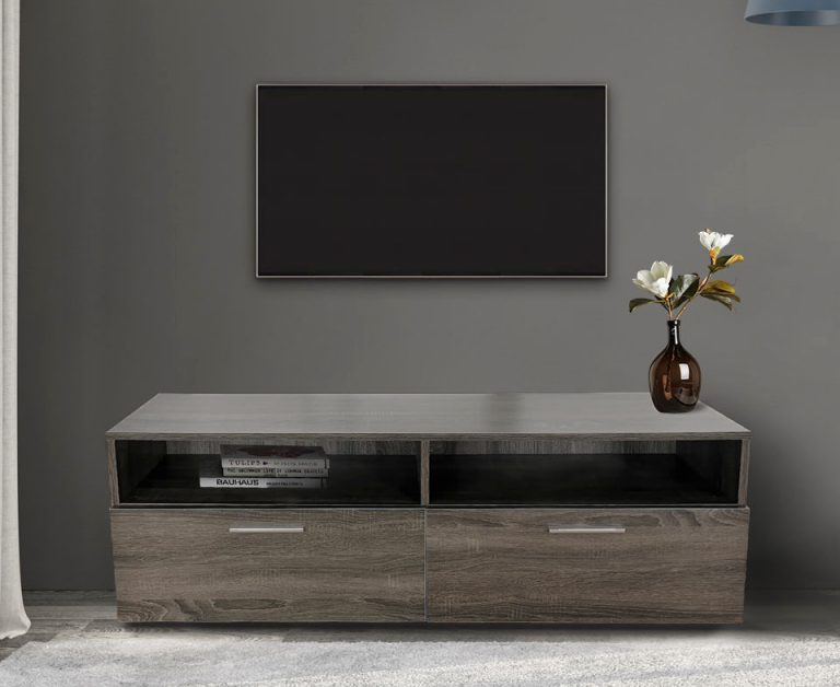Meuble TV - buffet - largeur 120 cm - couleur gris marron - image alternative