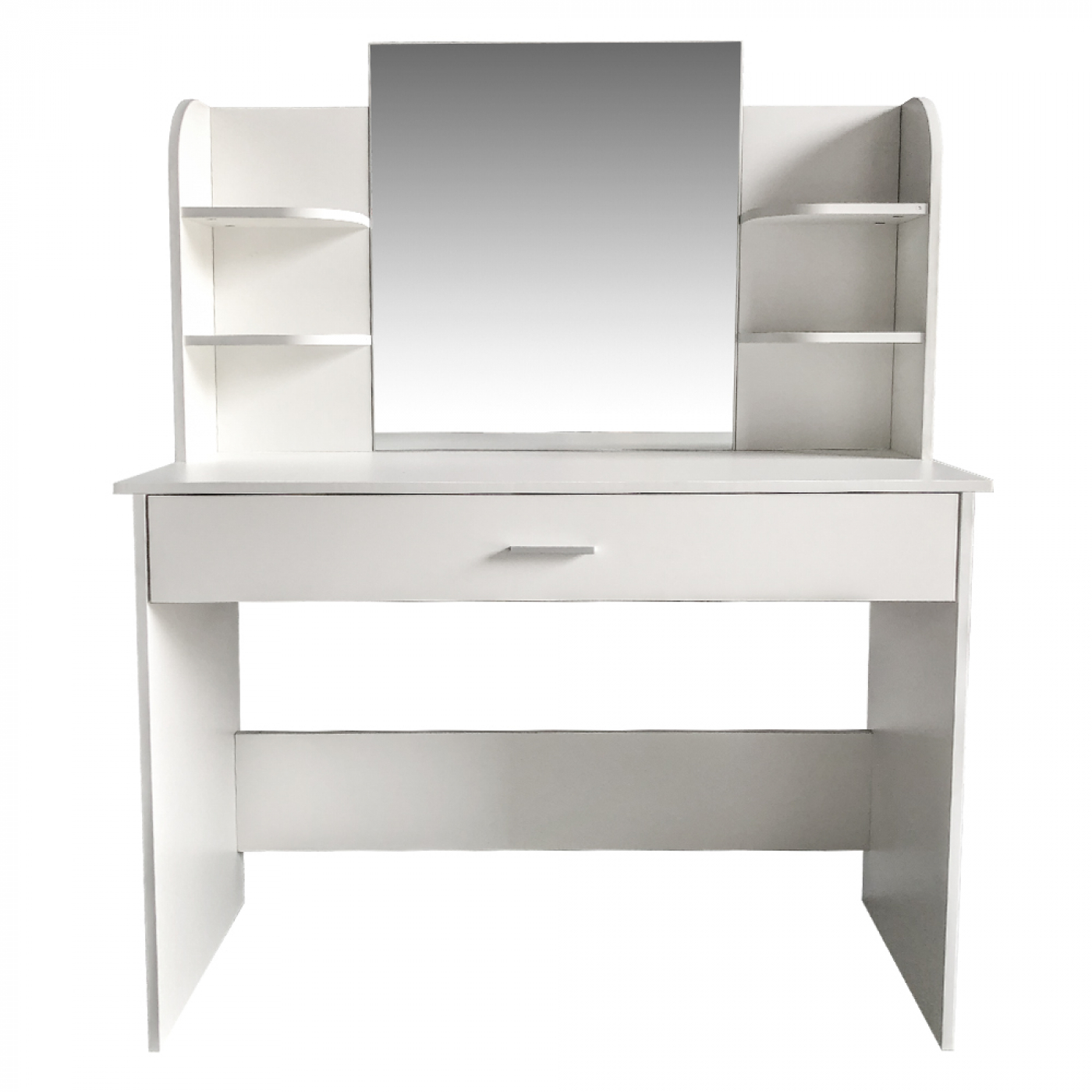 Coiffeuse table de maquillage avec tiroir miroir et étagères de rangement blanc