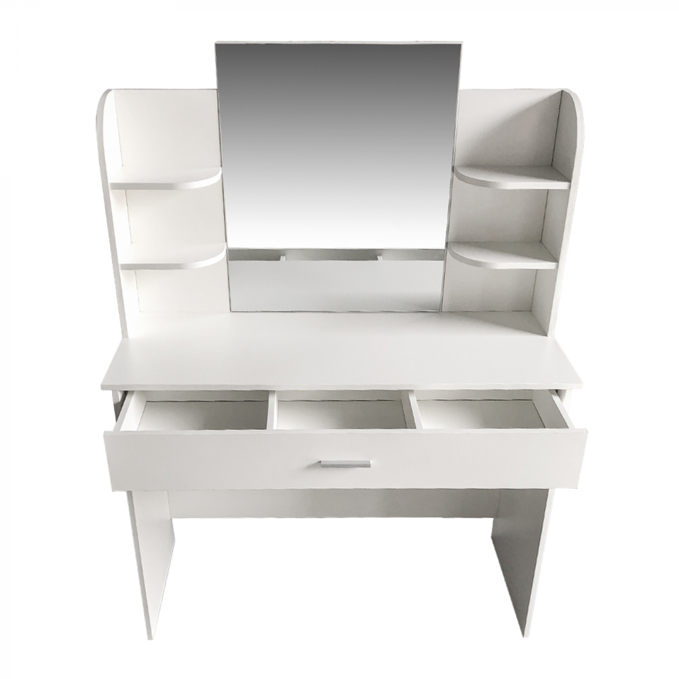 Coiffeuse table de maquillage avec tiroir miroir et étagères de rangement blanc - VDD World FR Coiffeuse table de maquillage avec tiroir miroir et étagères de rangement blanc - VDD World FR