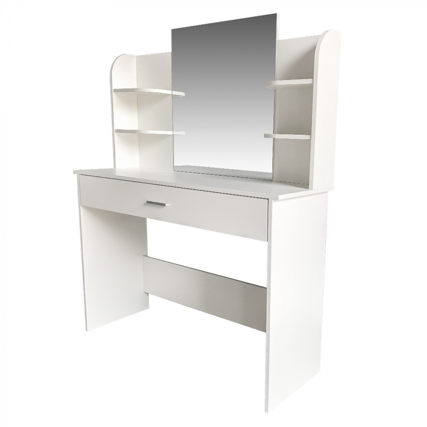 Coiffeuse table de maquillage avec tiroir miroir et étagères de rangement blanc - VDD World FR Coiffeuse table de maquillage avec tiroir miroir et étagères de rangement blanc - VDD World FR