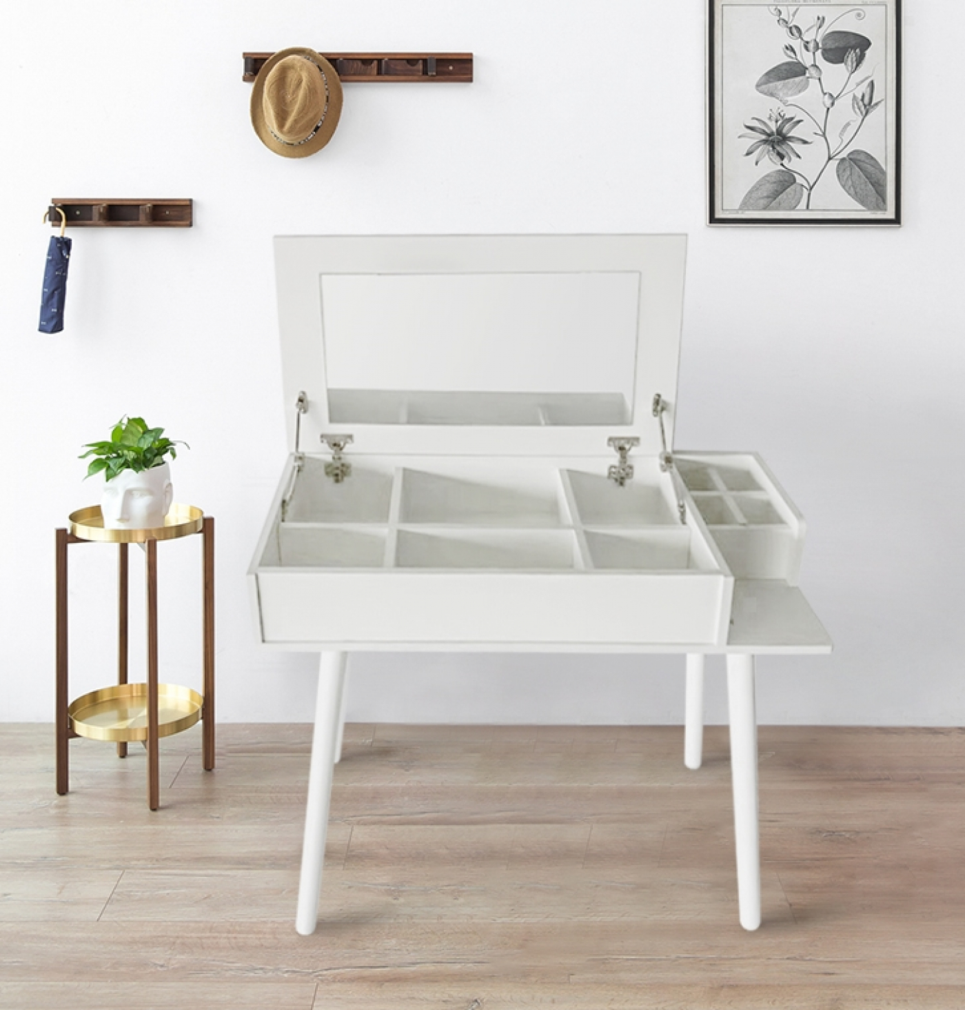 Coiffeuse maquillage table de maquillage bureau avec miroir pliant 90 cm de large - image alternative