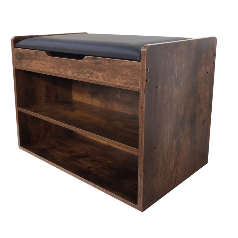 Banc d'entrée avec meuble à chaussures - banc à chaussures avec coussin d'assise pliable