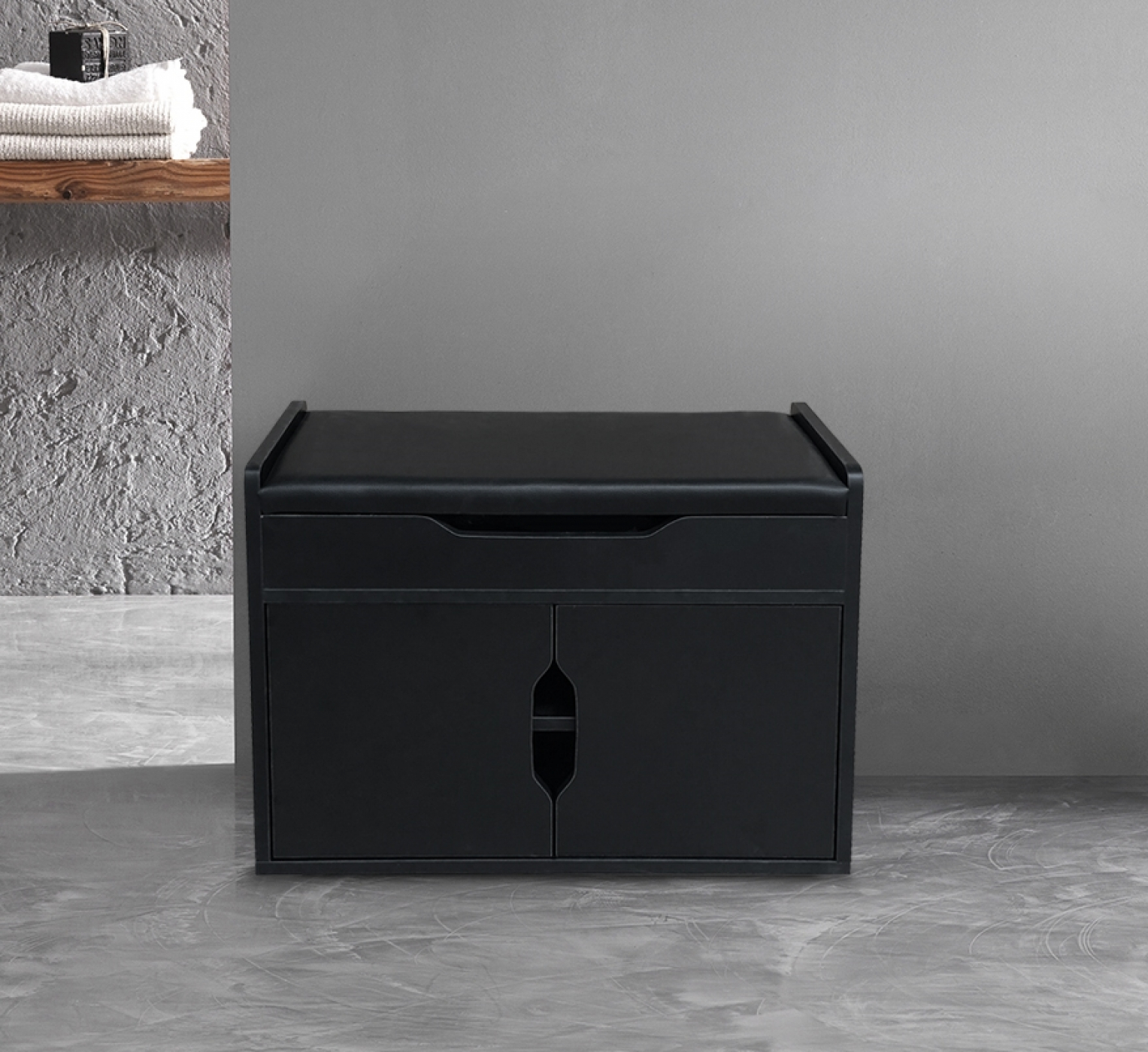 Meuble à chaussures pour couloir avec rangement - étagère à chaussures - coussin de siège pliable - - image alternative