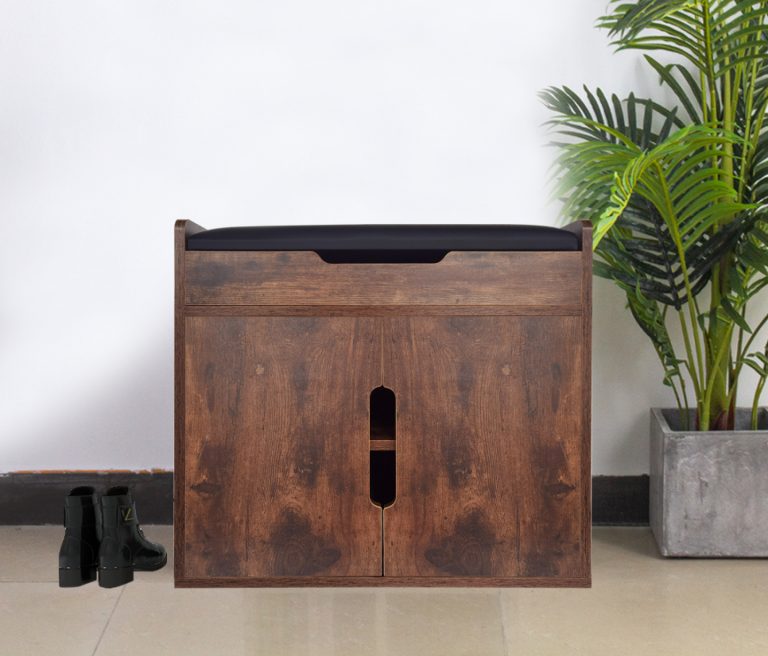 Meuble à chaussures banc de couloir avec rangement - pliable avec coussin d'assise - image alternative