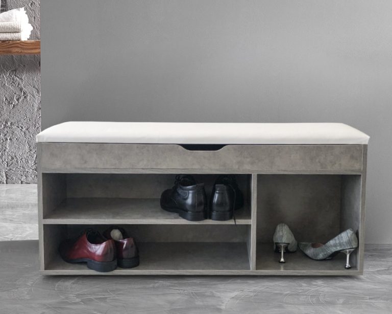Banc d'entrée meuble à chaussures avec espace de rangement - étagère à chaussures avec coussin d'ass - image alternative