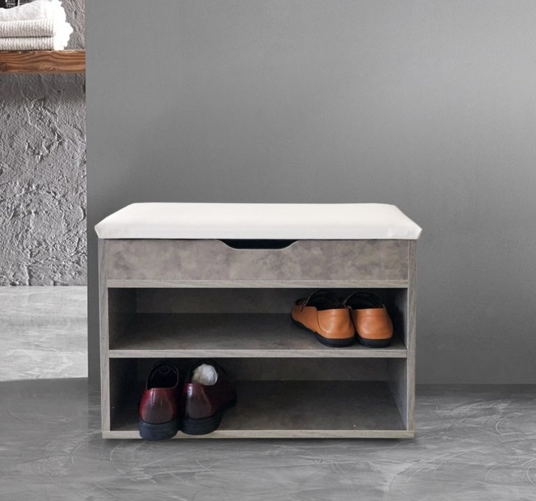 Banc d'entrée rangements chaussures - béton gris - image alternative