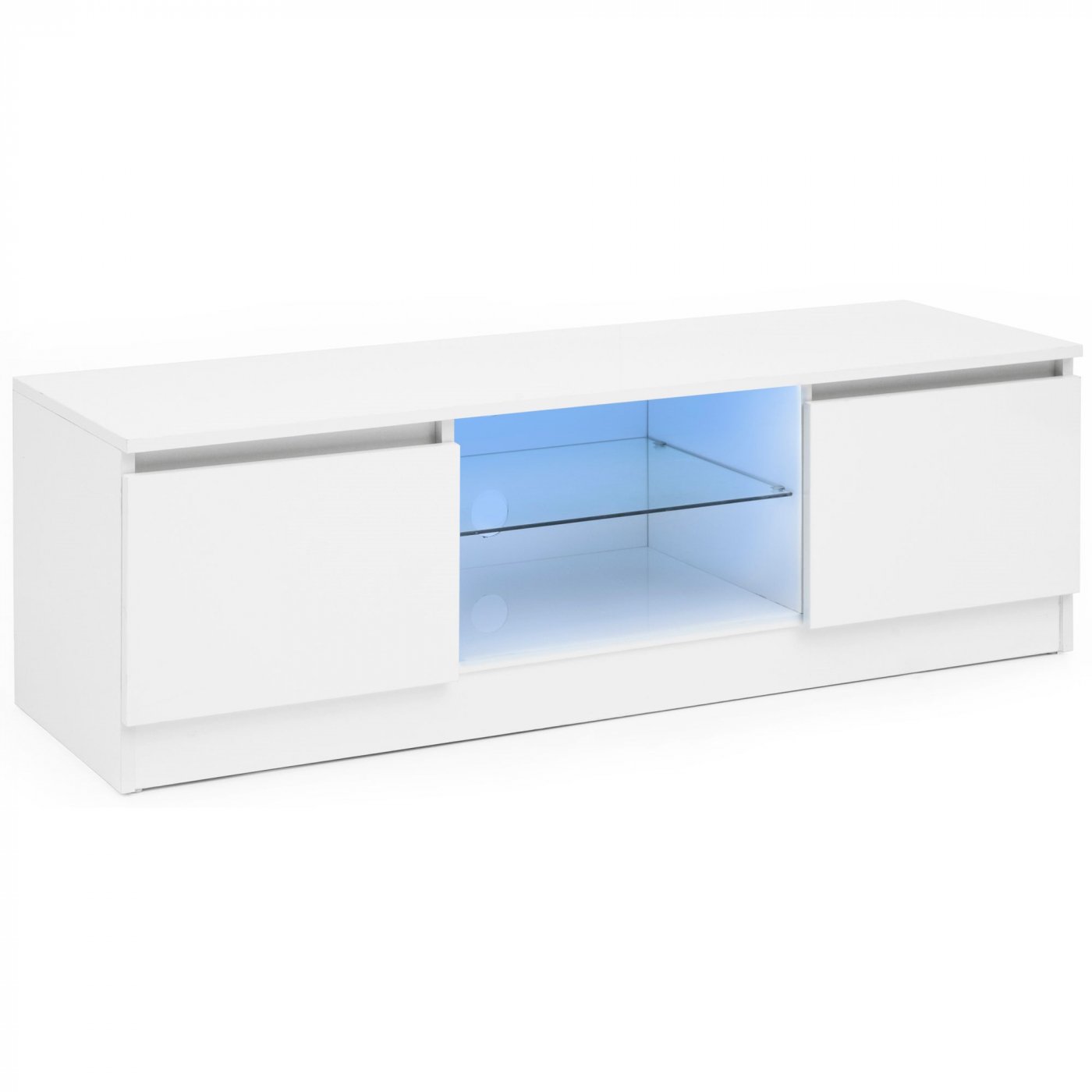 Meuble TV - Meuble TV - Eclairage LED - 120 cm de large - blanc