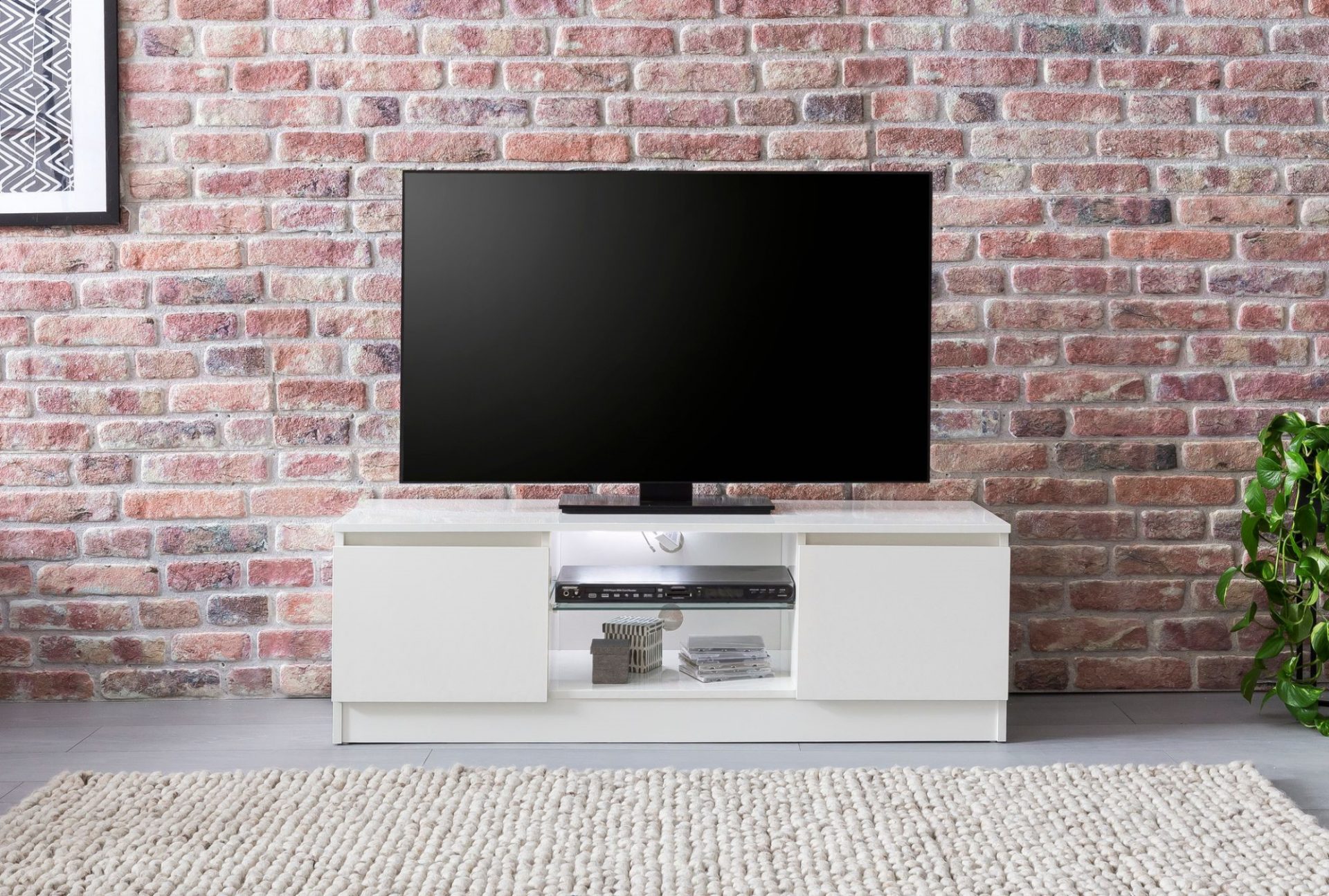 Meuble TV - Meuble TV - Eclairage LED - 120 cm de large - blanc - VDD World FR Meuble TV - Meuble TV - Eclairage LED - 120 cm de large - blanc - VDD World FR