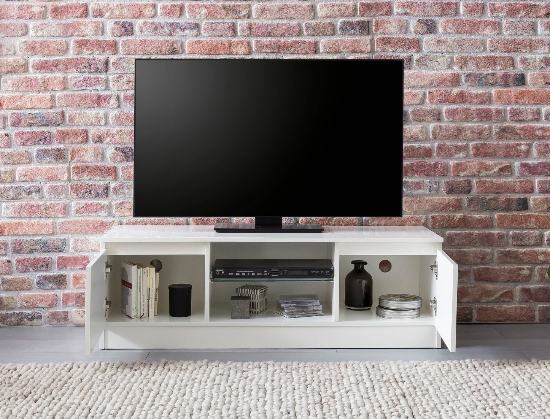 Meuble TV - Meuble TV - Eclairage LED - 120 cm de large - blanc - VDD World FR Meuble TV - Meuble TV - Eclairage LED - 120 cm de large - blanc - VDD World FR