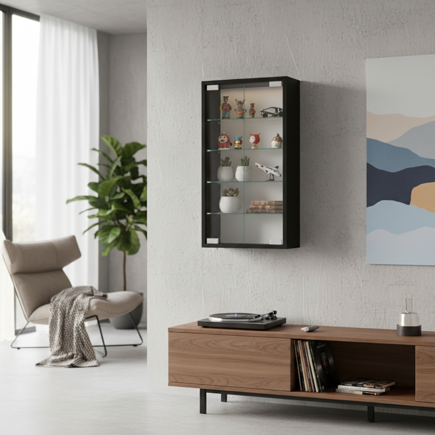 VDD Vitrine murale suspendue debout - 40 x 60 x 13 cm - image alternative