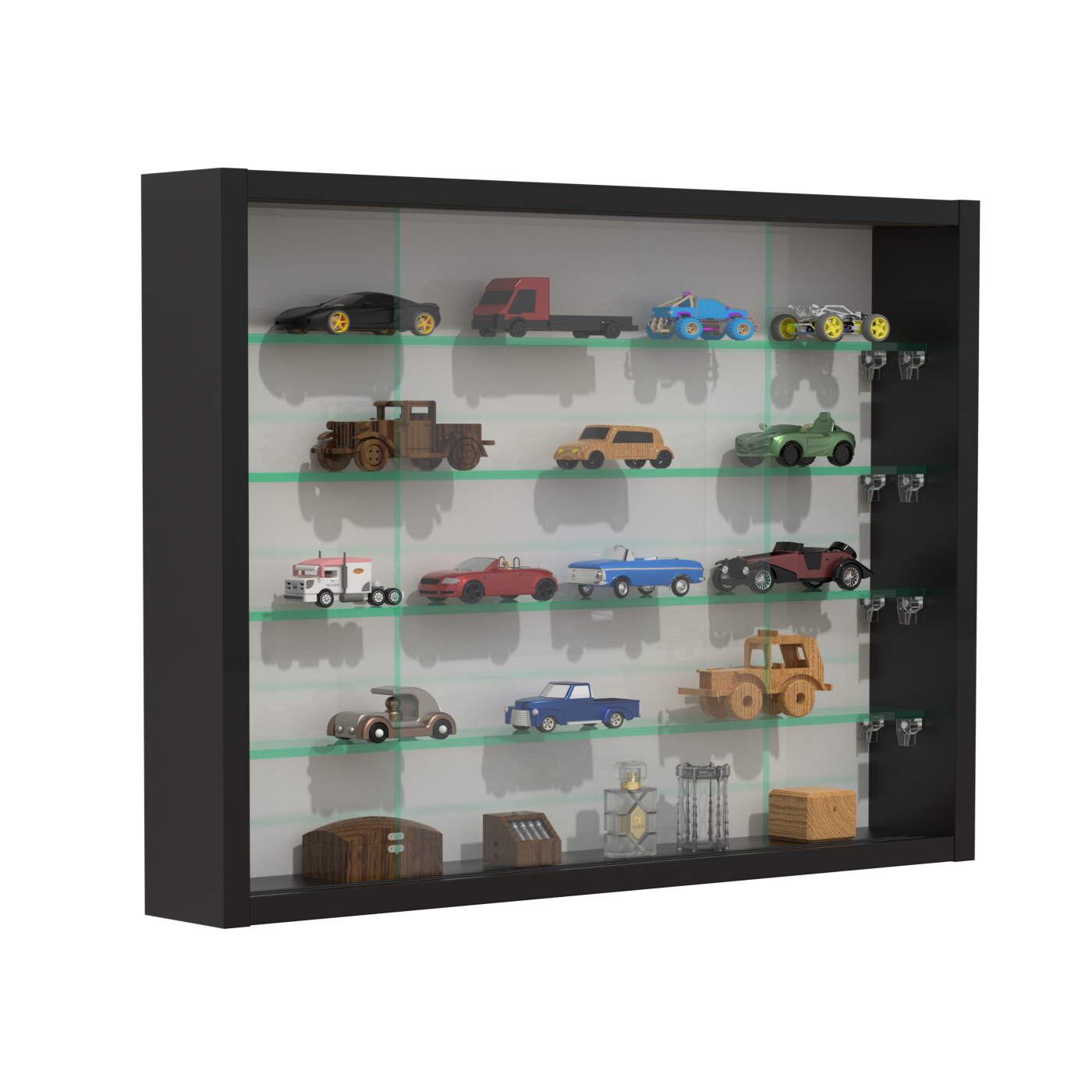 VDD Vitrine debout vitrine murale suspendue - étagères en verre de 4,5 cm de profondeur