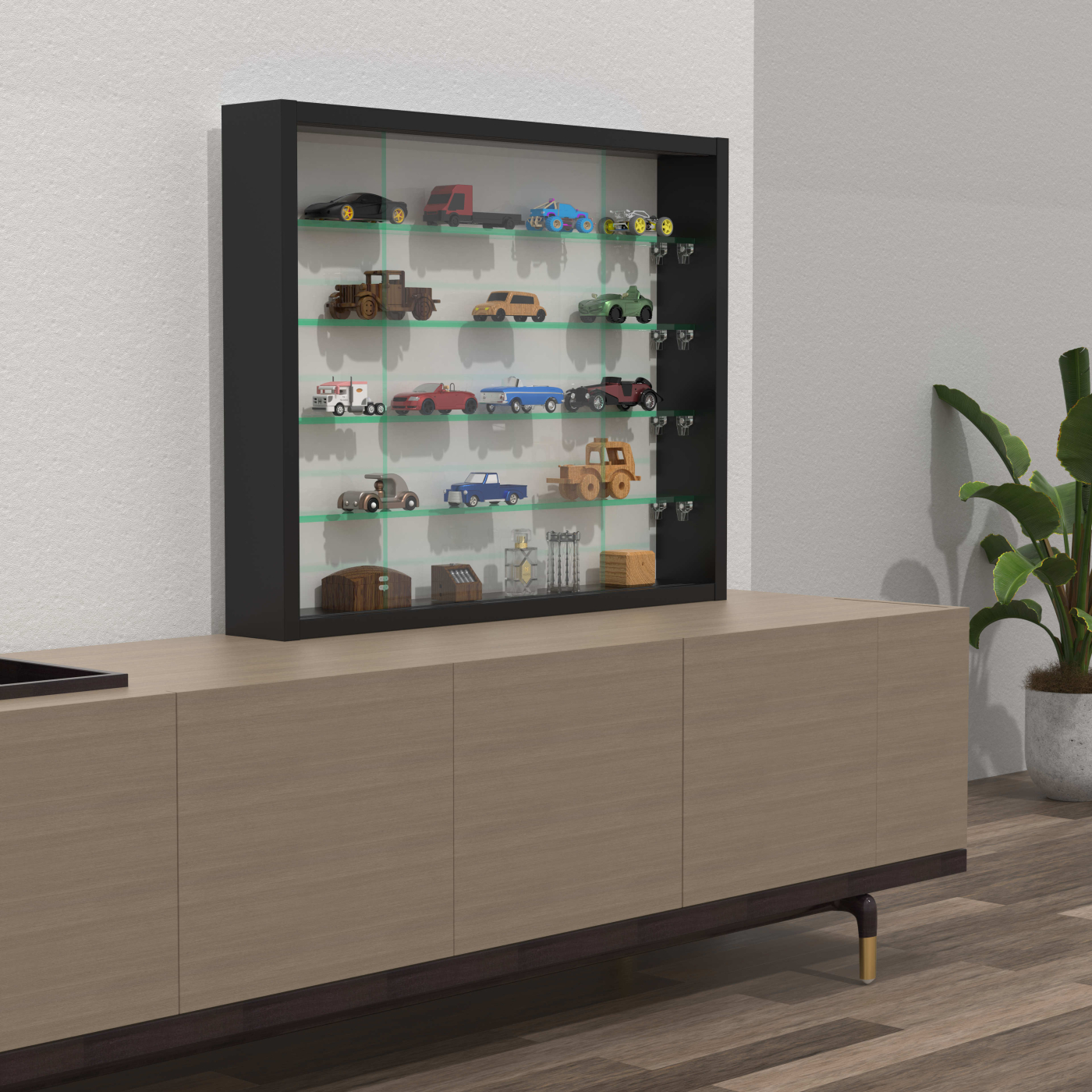 VDD Vitrine debout vitrine murale suspendue - étagères en verre de 4,5 cm de profondeur - image alternative