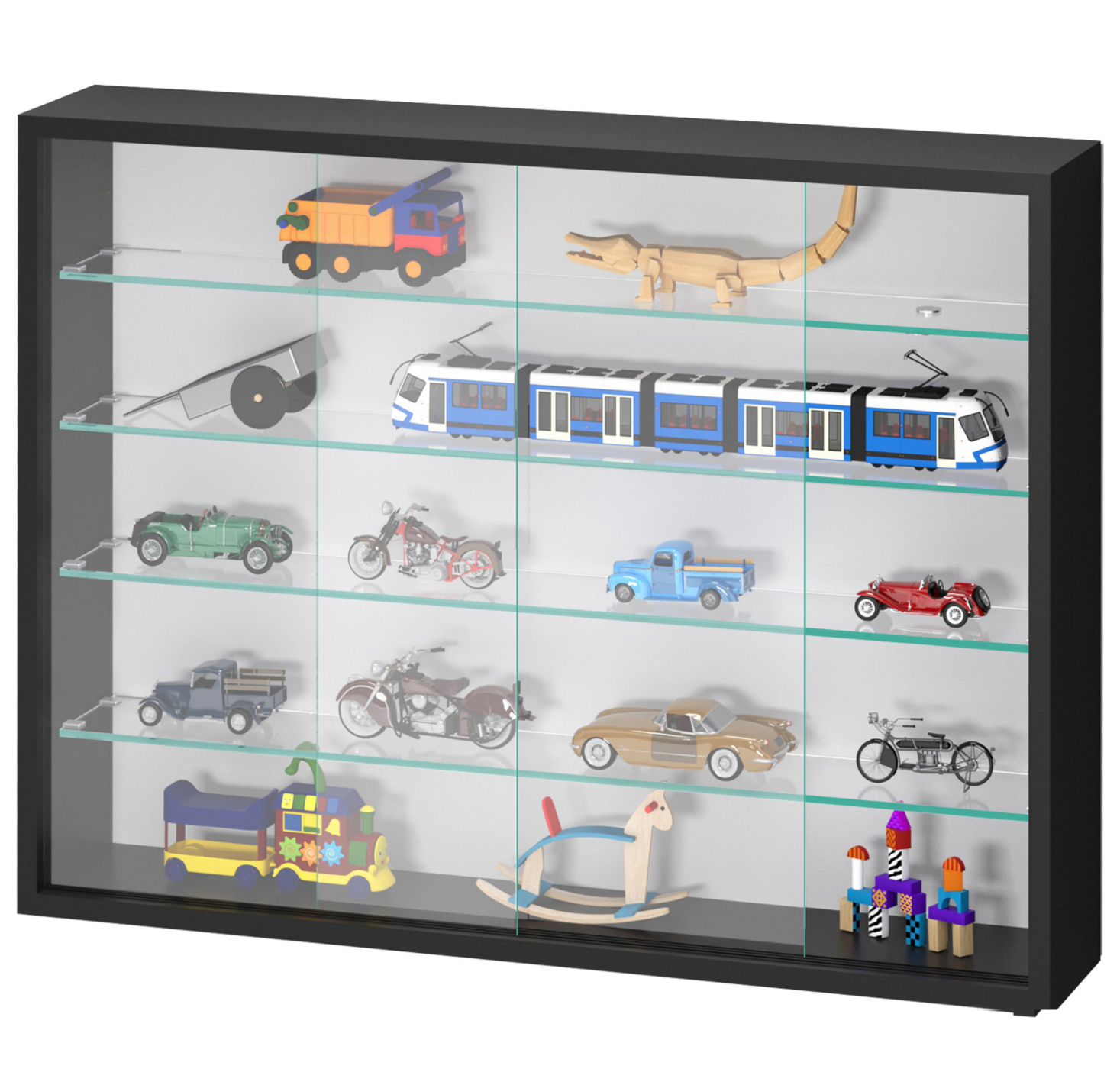VDD Vitrine debout vitrine murale suspendue - portes coulissantes - 75 x 55 x 14 cm