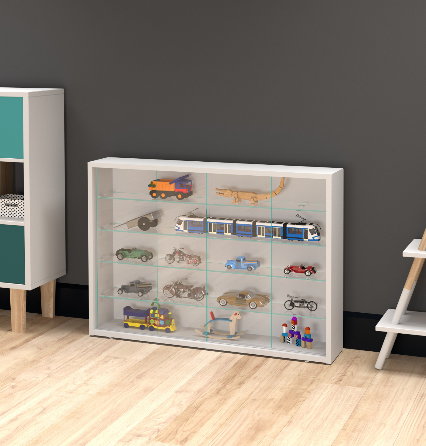 VDD Vitrine debout vitrine murale suspendue - portes coulissantes - 75 x 55 x 14 cm - image alternative
