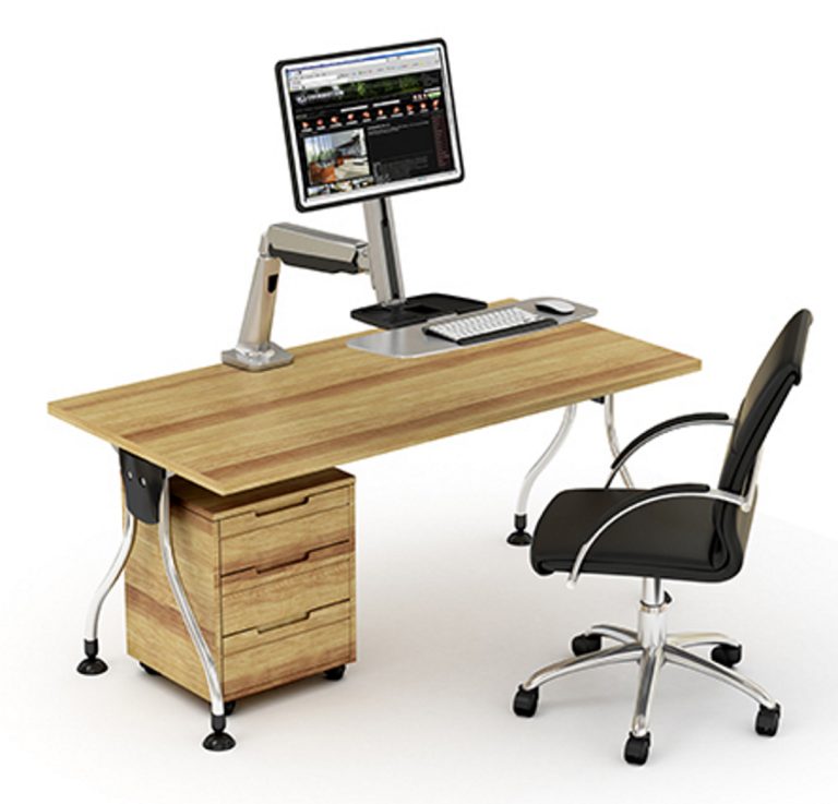 Poste de travail assis-debout - support d'écran avec plateau pour clavier - poste de travail - image alternative