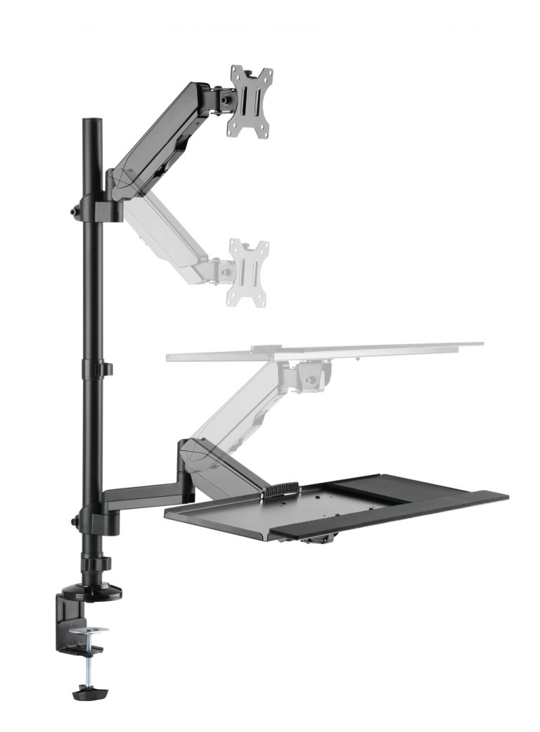 Assis stand lieu de travail - support de moniteur clavier support de bureau - ordinateur de poste de - image alternative