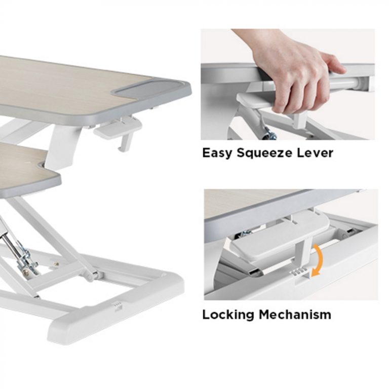 Poste de travail assis-debout sur colonne montante - bureau ergonomique réglable - largeur 80 cm - image alternative