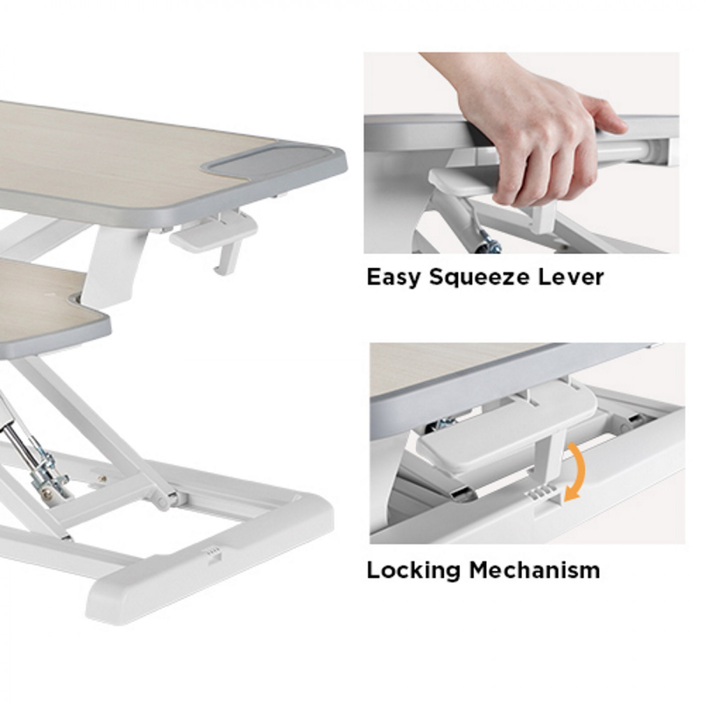 Poste de travail assis-debout sur colonne montante - bureau ergonomique réglable - largeur 80 cm - image alternative