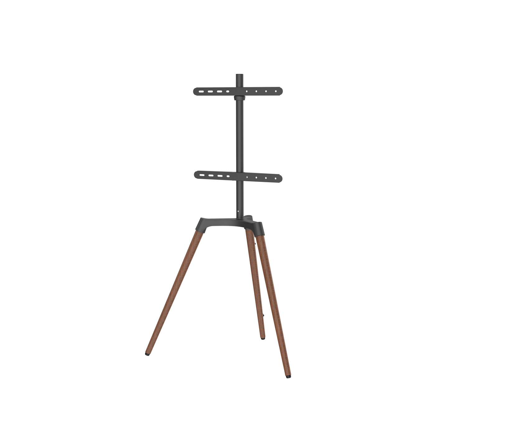 Support TV, forme chevalet de peintre - écran orientable - jusqu'à 65 pouces - marron et noir