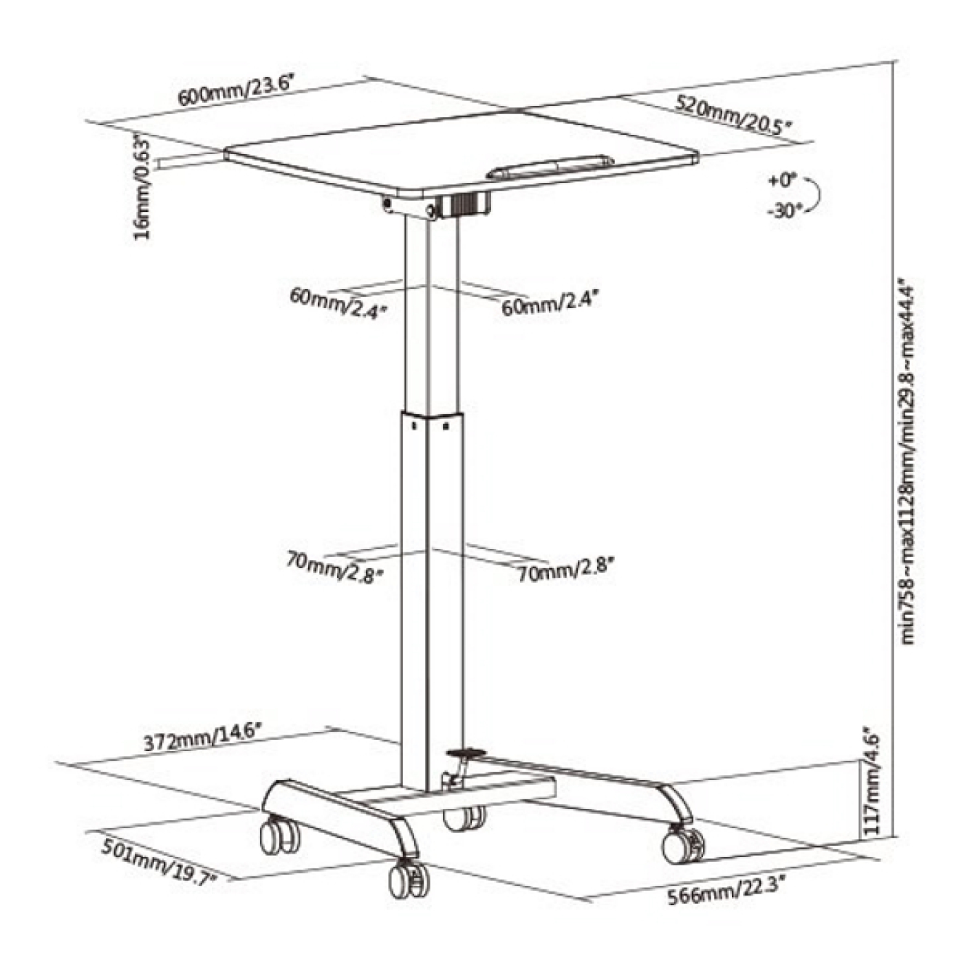 Bureau assis debout table d'ordinateur portable - bureau de présentation - mobile - VDD World FR Bureau assis debout table d'ordinateur portable - bureau de présentation - mobile - VDD World FR