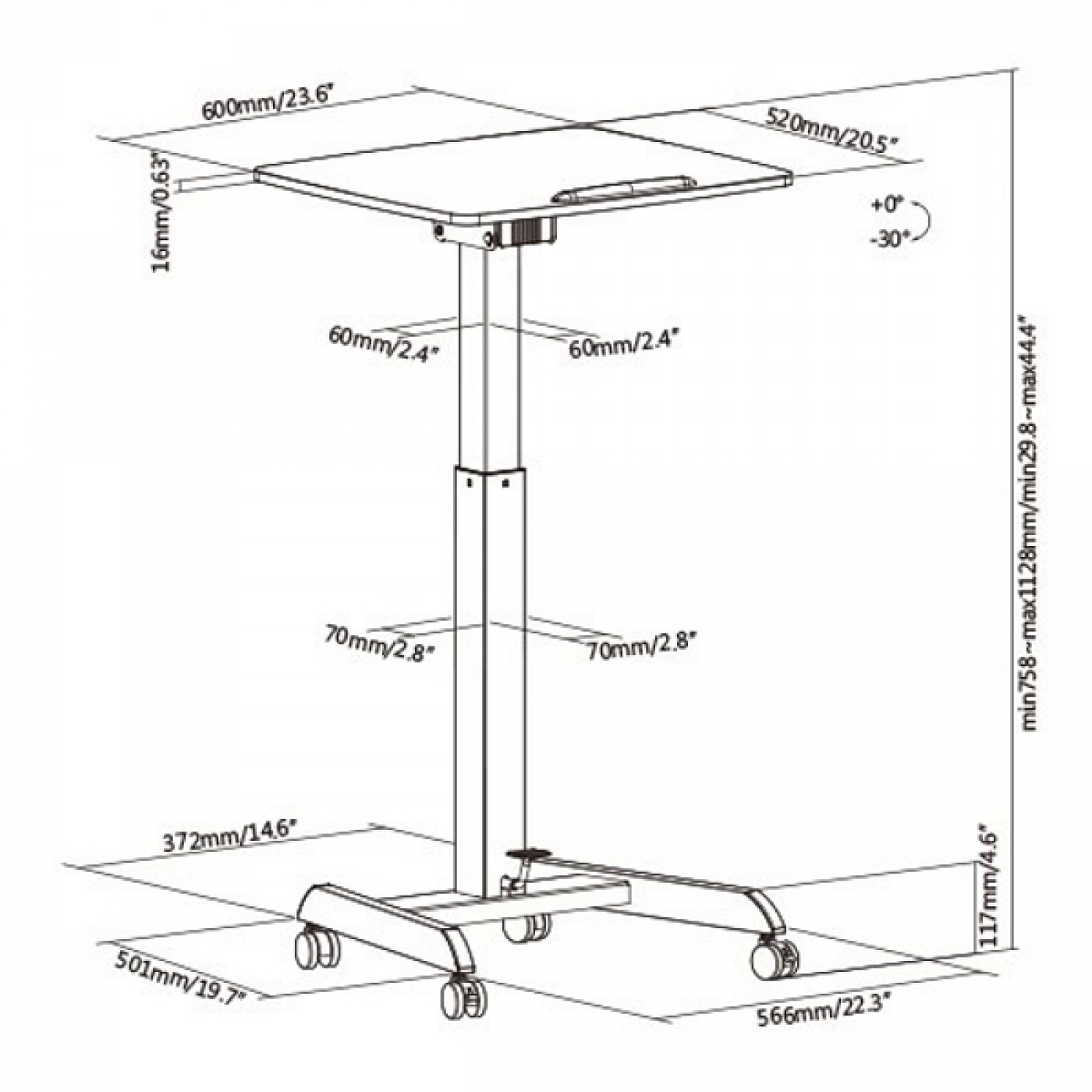 Bureau assis debout table d'ordinateur portable - bureau de présentation - mobile - VDD World FR Bureau assis debout table d'ordinateur portable - bureau de présentation - mobile - VDD World FR