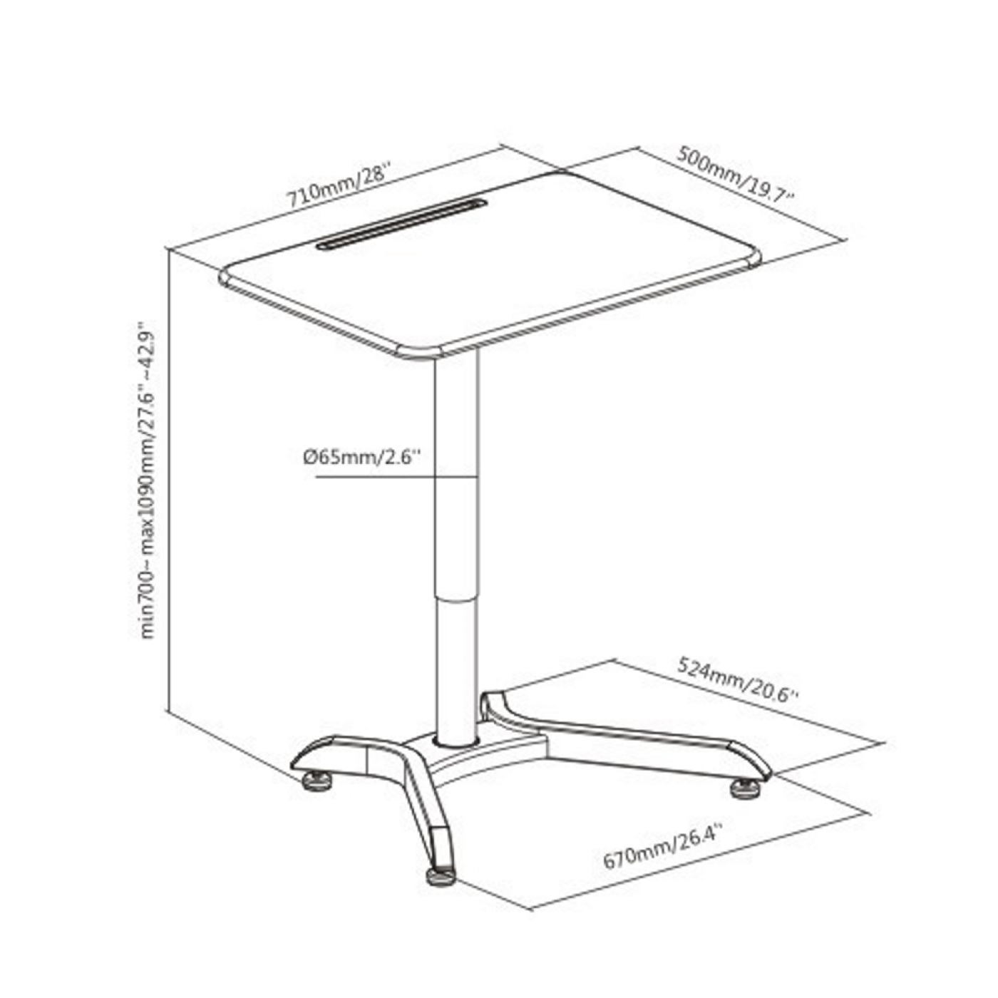 Bureau assis debout réglable - table pour ordinateur portable - plan de travail 71 cm x 50 cm - VDD World FR Bureau assis debout réglable - table pour ordinateur portable - plan de travail 71 cm x 50 cm - VDD World FR