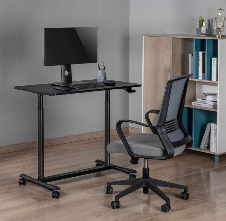 Bureau assis debout mobile - table pour ordinateur portable - réglable en hauteur - image alternative