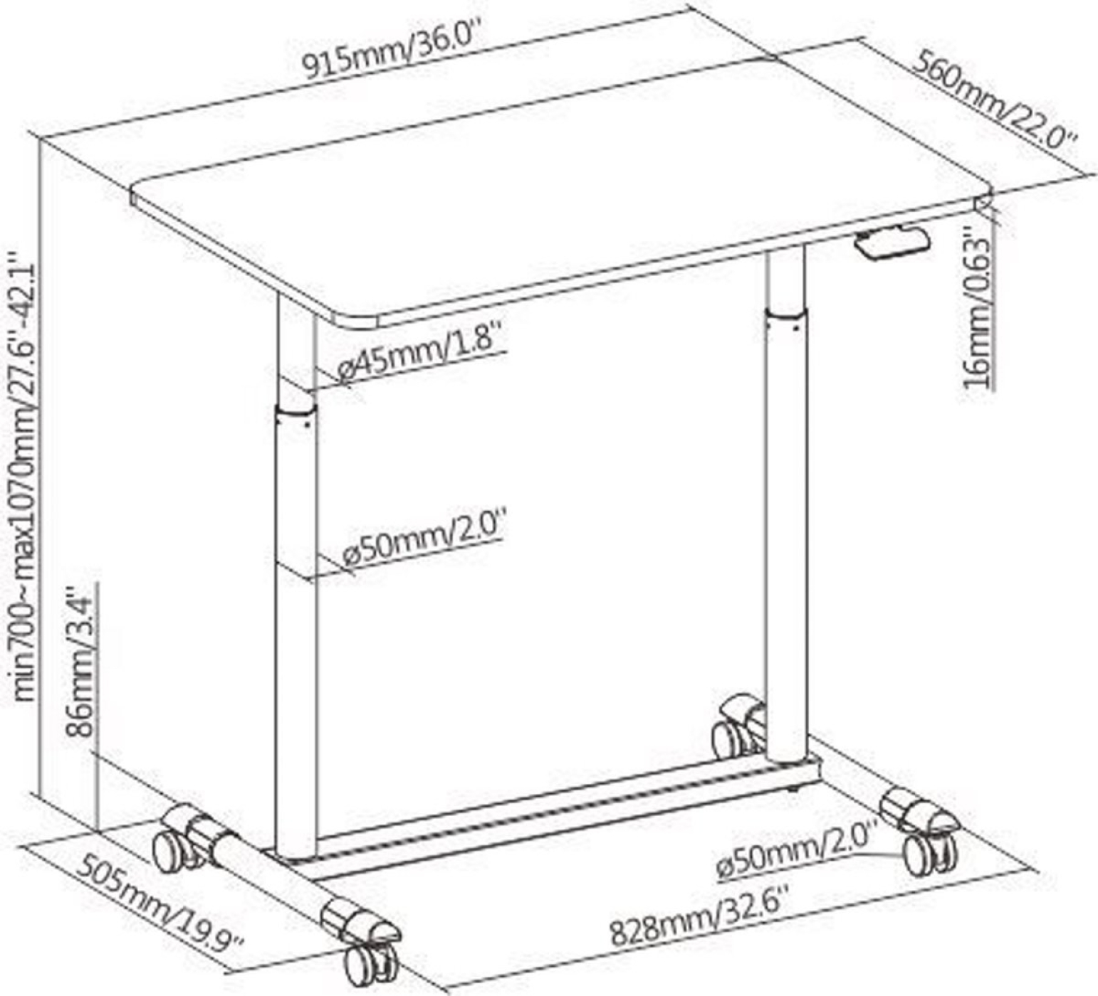 Bureau assis debout mobile - table pour ordinateur portable - réglable en hauteur - VDD World FR Bureau assis debout mobile - table pour ordinateur portable - réglable en hauteur - VDD World FR