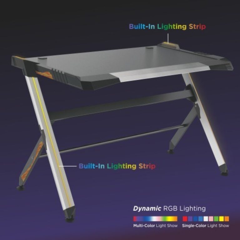 Table de bureau de jeu Thomas design - avec éclairage LED - installation de bureau de jeu - image alternative