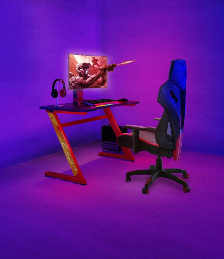 Bureau de jeu informatique bureau de jeu Thomas rouge noir idéal pour votre configuration de jeu - image alternative