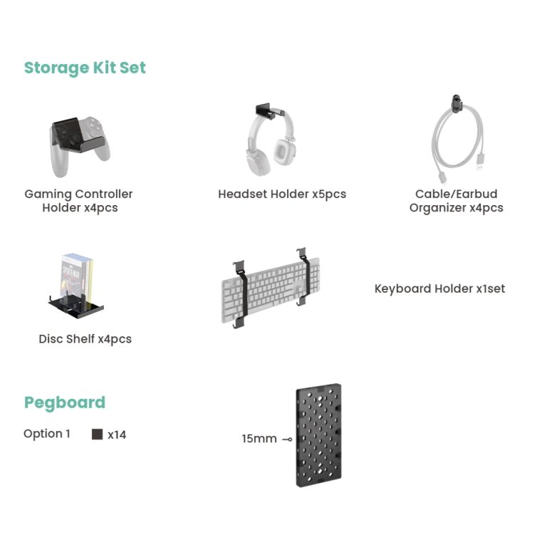 Accessoires de jeu système de rangement modulaire pour contrôleur, console, jeux et casque d'écoute - image alternative