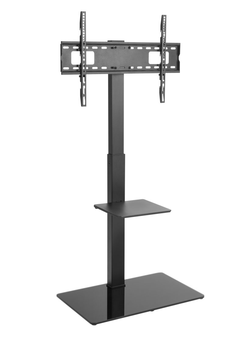Meuble TV - Support TV - orientable - réglable en hauteur de 134 cm à 146 cm - noir