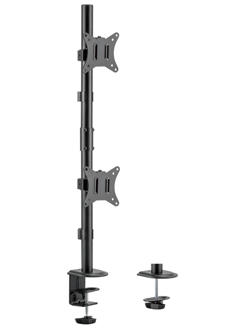 Support de moniteur 2 écrans superposés - bras de moniteur 2 écrans - image alternative