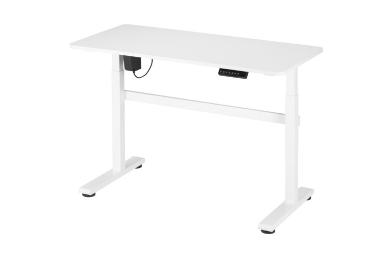 Bureau assis debout réglable électriquement en hauteur - 118 x 58 cm - blanc