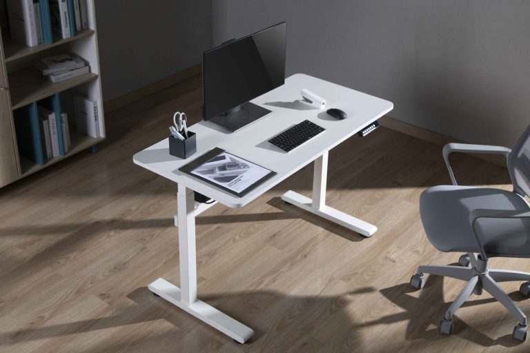 Bureau assis debout réglable électriquement en hauteur - 118 x 58 cm - blanc - image alternative