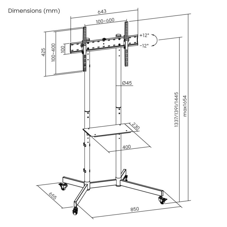 VDD Gaming TV stand - Trépied TV - Trépied mobile - pivotant - support de télévision - image alternative