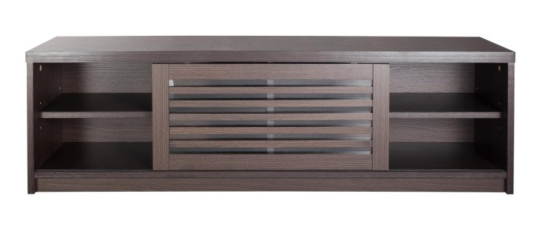 Meuble TV buffet moderne - Meuble TV - portes coulissantes persiennes - 120 cm de large