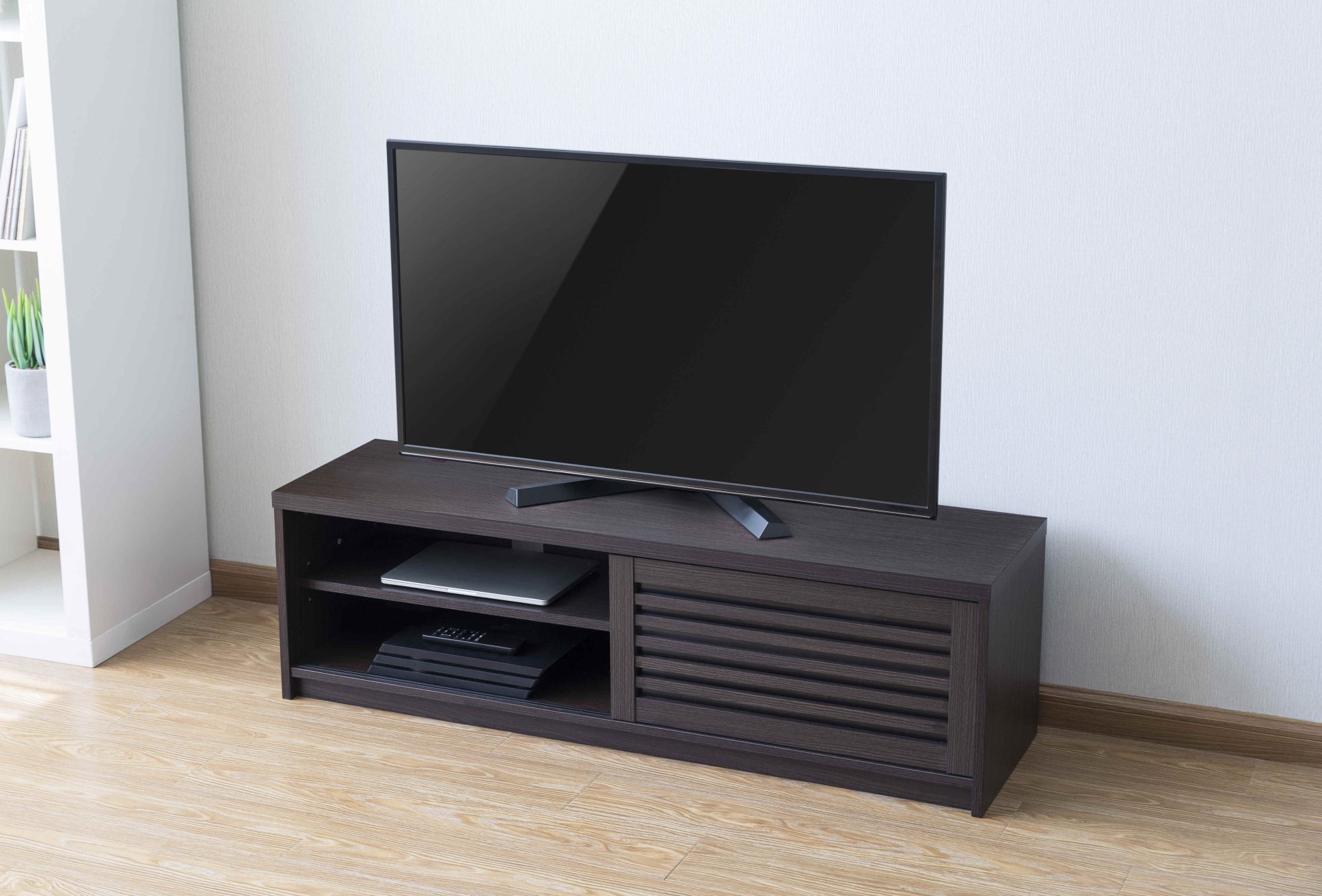 Meuble TV buffet moderne - Meuble TV - portes coulissantes persiennes - 120 cm de large - image alternative