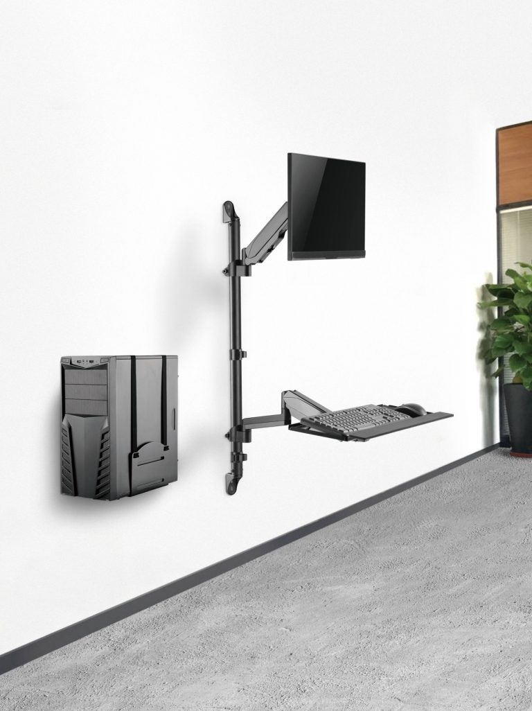 Support mural pour poste de travail assis - support pour moniteur Support mural pour clavier - poste - image alternative